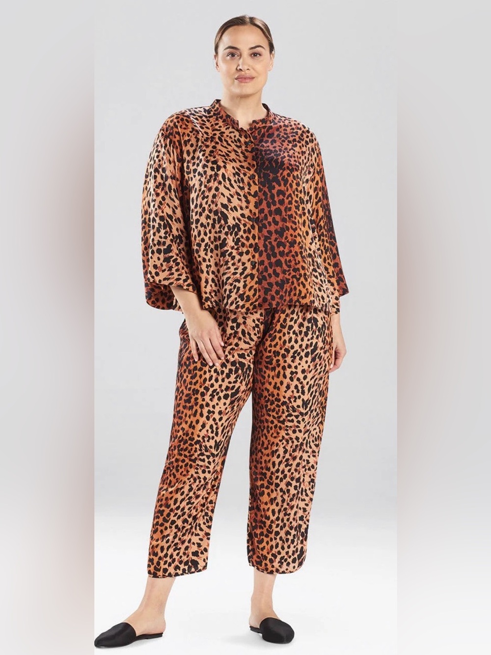Natori Wild Cheetah Mandarin Pajama Set 2X NWT